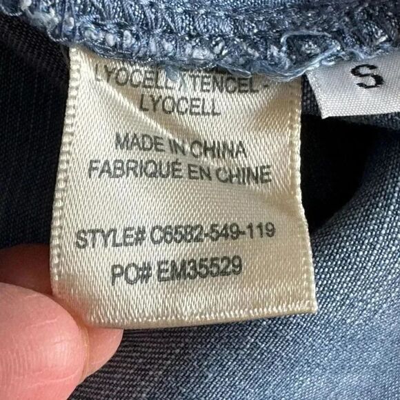 Anthropologie Cloth & Stone Roll Table Sleeve Mini Dress Collared Denim S # 1905 - Picture 10 of 13